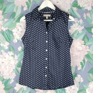 Navy Blue Polka Dot Button Down 🧥